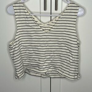 Anthropologie Black and White Striped Crop Top